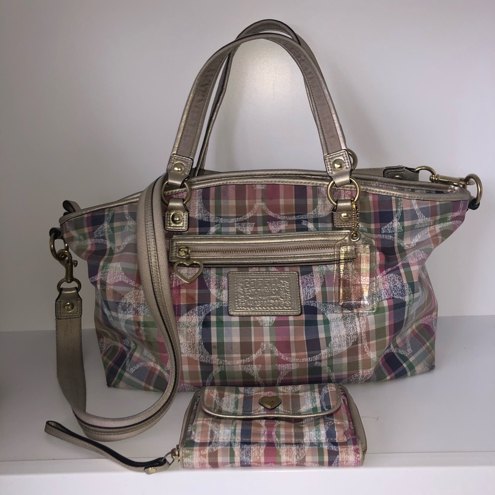 🧣sale🧣 COACH plaid rocker TOTE & WALLET